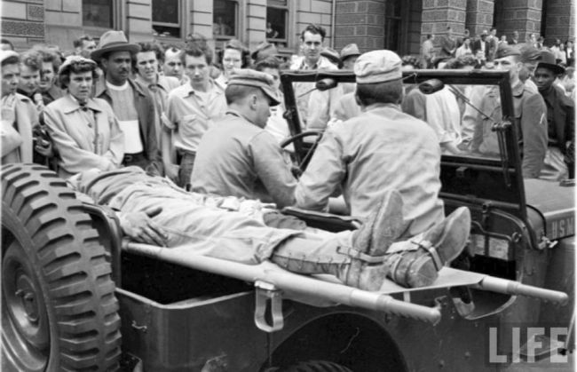 USMC illustration to ask blood at  Detroit City Hall