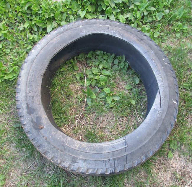 old tire cut off wheel