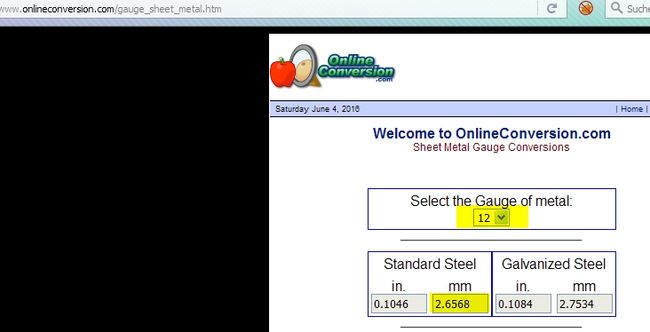 sheet metal gauge - thickness