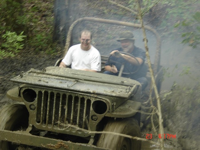 Mud riding in a 43 Willys MB