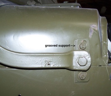 M38 windshield pivot bracket  - grooved support on cowl